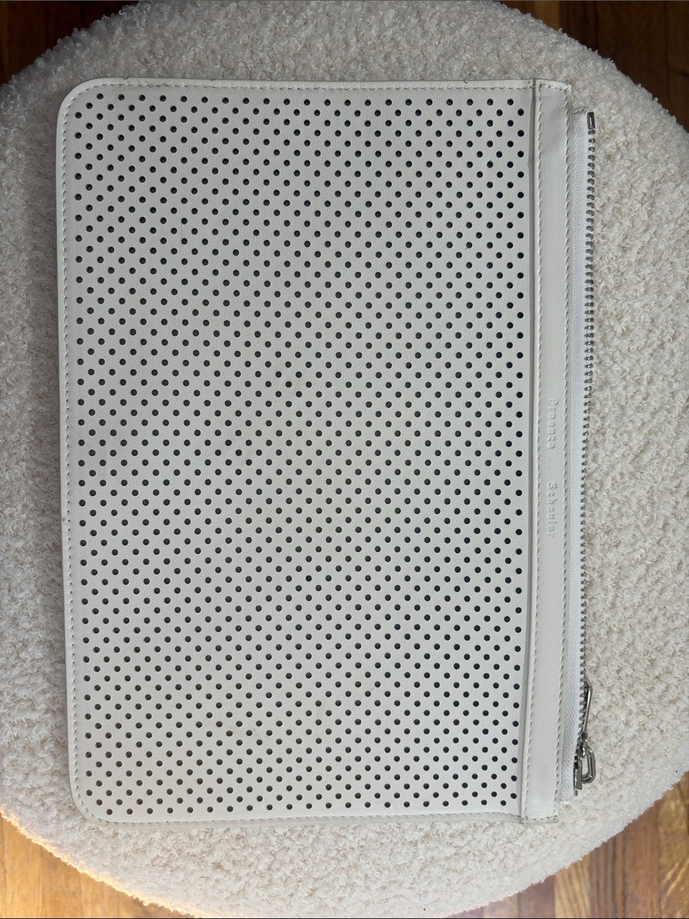 Proenza Schouler White Perforated Leather Zip Pouch